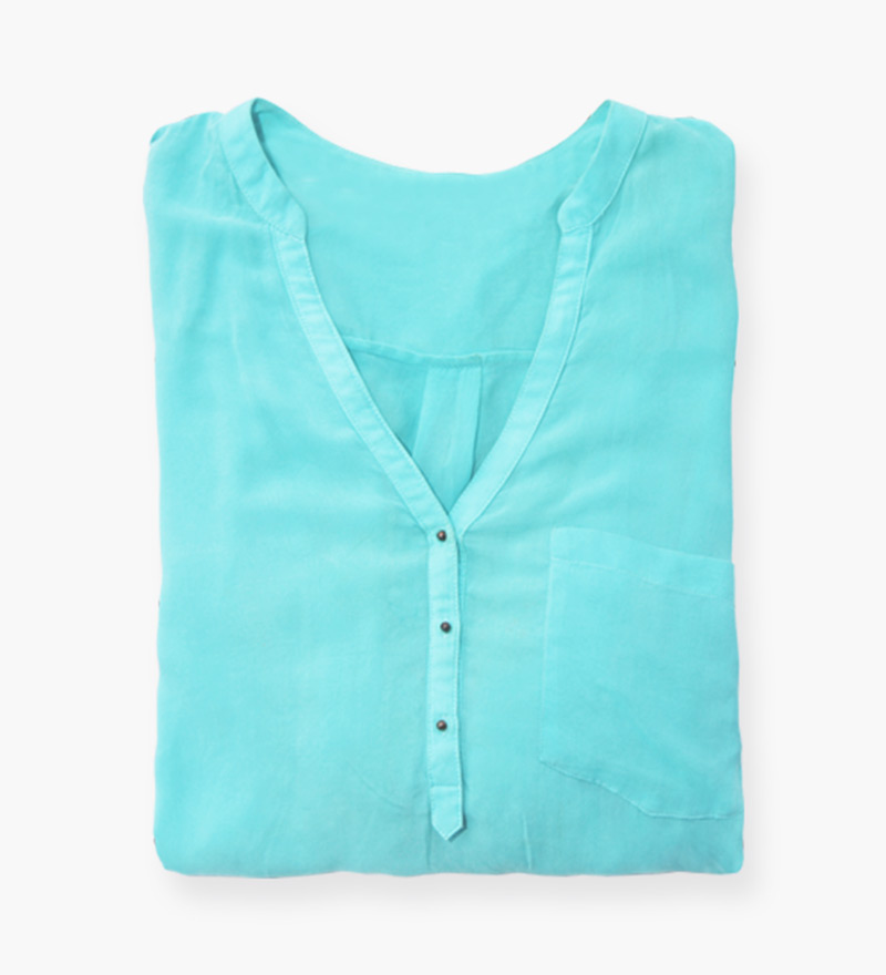 bright cyan shirt